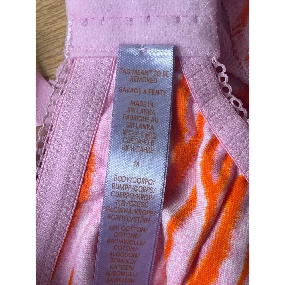 Savage X Fenty Lavender Orange Tiger Stripe Lace Sexy Comfortable Bralette 1X